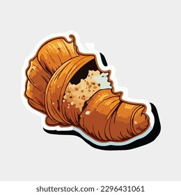 a clear background and a croissant sticker
