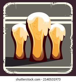 clear beer mugs poster with froth