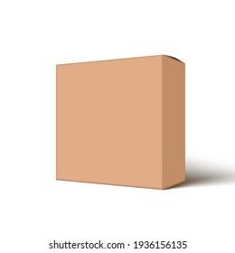 Clear Big Cardboard Box On White Background. EPS10 Vector