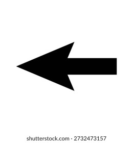 A clear black arrow pointing to the left on a plain white background, symbolizing direction or navigation