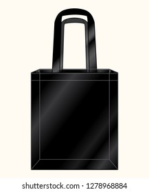 Clear Black Plastic Tote Bag Template, Vector File.