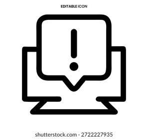 A clear, black and white icon representing an alert or important notification message.