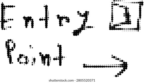 A clear, black and white textual graphic displaying the words entry point with a right-facing arrow