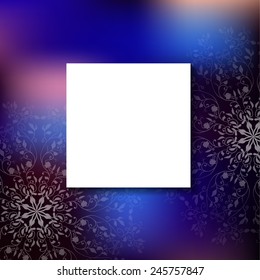 Clear blank square page on the mystic bokeh background. Vector illustration for religion design.