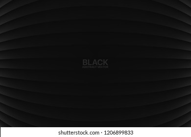 Clear Blank Subtle Black Vector Abstract Geometric Background. Monochrome Dark Empty Convex Surface. Minimal Style Wallpaper. Futurism 3D Illustration