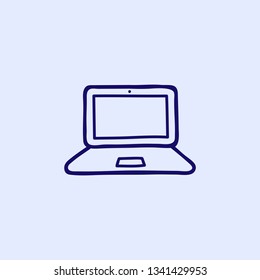 Clear blue background and dark blue icon. Notebook.