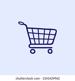 Clear blue background and dark blue icon. Stroller.