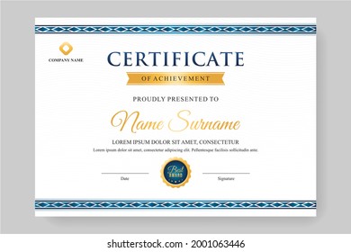 plantilla de diseño de certificado azul transparente