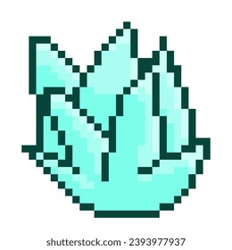 Clear Blue Crystal Geode, Pixel Art Icon, einzeln