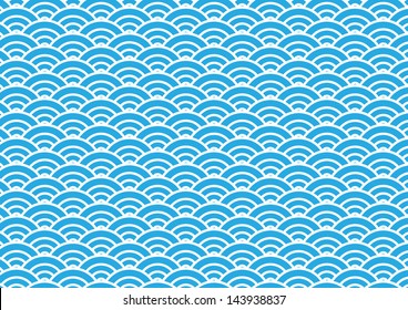 Clear blue japan traditional wave pattern