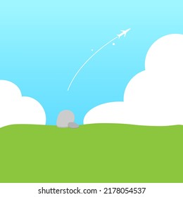 clear blue sky with airplane view