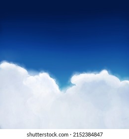 Clear blue sky with dazzling clouds vector ilustration. Ilustration vector for background, kids background.