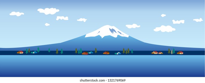 clear blue sky, mountain and blue lake mountain  japan 
