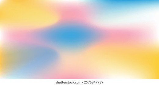 Clear blue sky Pastel rainbow. Light blue, pink and yellow color vector banner simple