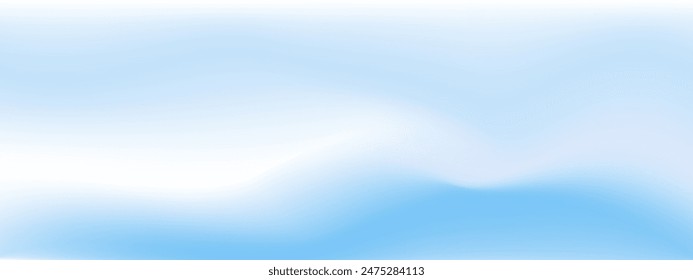 Clear blue sky. Summer season blue pastel colored wide vector banner. Cloudy. Blurred sky gradient background. Simple soft light backdrop. Gradient template design for poster, social post