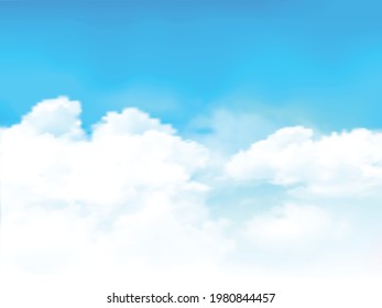 Clear blue sky and white cloud detail in background with copy space. Sky Nature Landscape Background.The summer heaven with colorful clearing sky.Vector illustration.Good weather and beautiful nature