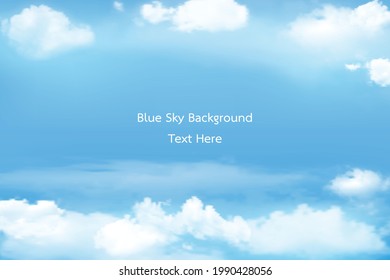 Clear blue sky and white cloud detail in background with copy space for text. Sky Nature Landscape Background.The summer heaven with colorful clearing sky.Nature landscape sky. Vector illustration.