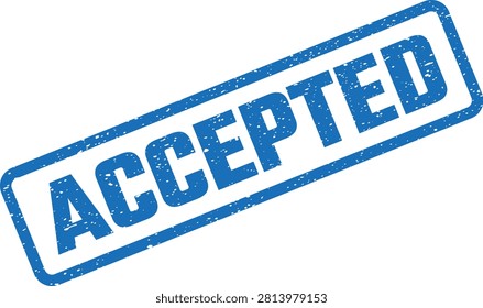 A clear blue textured rubber stamp impression with the word 'accepted' prominently displayed, signifying approval, consent, or agreement for a formal item.