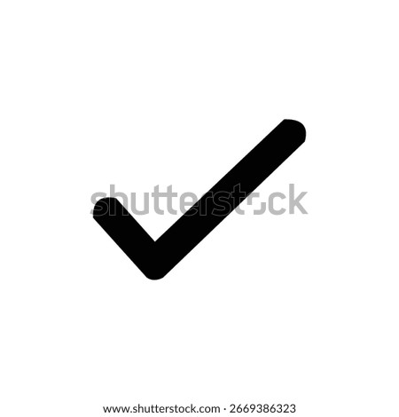 A clear, bold black check mark symbol, representing completion, success, or agreement. This simple graphic is ideal for use in various digital and print contexts requiring a visual affirmation.