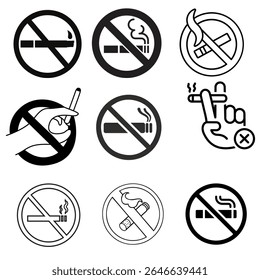 A clear and bold vector illustration of a "No Smoking" warning sign. Ideal for use in public places, offices, hospitals, and digital signage to promote a smoke-free environment. Features a universally