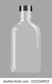 A clear bottle isolated over grey background, realistic vector drawing.