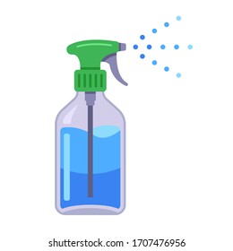 frasco transparente de desinfectante. Ilustración vectorial plana aislada en fondo blanco.