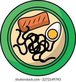 clear broth ramen soup Concept, Shio Ramen vector outline color icon design, Asian Cuisine symbol, Famous Dish Sign, Street Food stock illustration