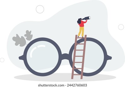 Clear business vision, clarity or transparency, discover way to success or looking for business opportunity, precision or accuracy concept.