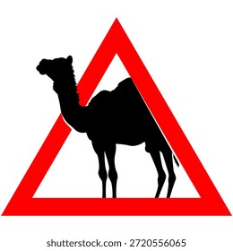 Um claro sinal de aviso de cruzamento de camelo Arte gráfica vetorial com formato de arquivo EPS para conscientização de segurança Isolado no branco ótimo para um design de etiqueta durável ou adesivo versátil