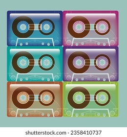 clear cassette tape with colorful