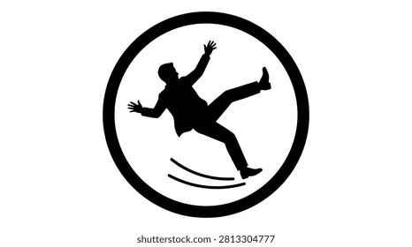 Clear cautionary graphic representing accidental falls or physical hazards.