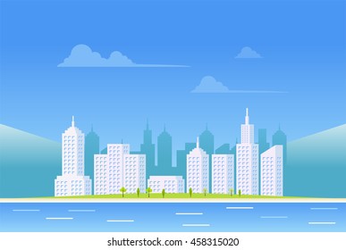 Clear city landscape background.