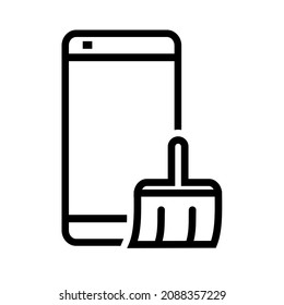 Clear  clean phone. Emptying cellphone storage space. Illustration vector