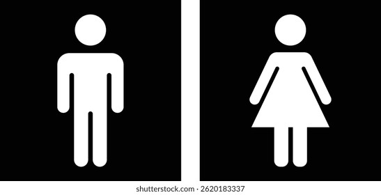 A clear and concise image of the standard male and female restroom symbols. EPS-10.