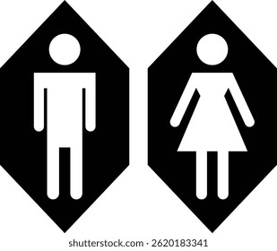 A clear and concise image of the standard male and female restroom symbols. EPS-10.