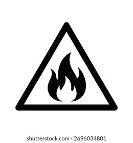 A clear and concise symbol of a flame within a triangle, indicating a fire hazard or flammable material. Essential for safety signage.