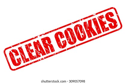 Clear Cookies red stamp text on white