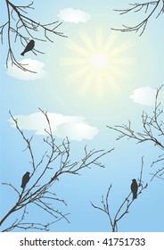 Clear day. Morn. Vector illustration.