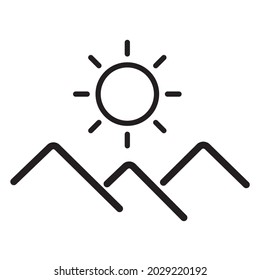 clear day, sunshine on top of mountain, sunny sky with high mountain for hiking, the sun on sky and mountain