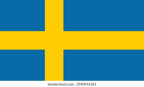 A clear depiction of the Swedish flag. Features the distinctive Nordic cross design on a blue backdrop, symbolizing Swedish identity and heritage.