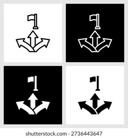 Clear Direction Icon with Black and White Background