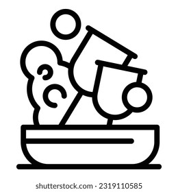 Clear dirty dish icon outline vector. Liquid detergent. Clean product