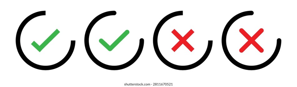 Clear distinction between approval and rejection. Visual cue for evaluation and selection. Ideal for business finance project management concepts.
