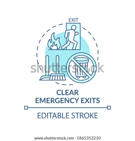 Clear emergency exits concept icon. Workplace safety elements. Keep fire exit ways clear from obstruction idea thin line illustration. Vector isolated outline RGB color drawing. Editable stroke