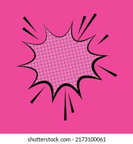 Clear empty boom comic text speech bubble Pop Art Style. Empty wow balloon. Message cloud pink background sticker. Vector illustration conversation, dialog. Colored space back.