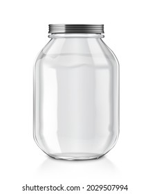 Clear Empty Glass Jar Isolated On White Background. EPS10 Vector