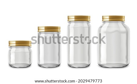 Clear Empty Glass Jar Isolated On White Background. EPS10 Vector