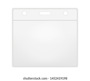 Clear Empty Plastic Card Holder With Zip Lock, Vector Mockup. PVC Badge Sleeve Envelope With Hanging Slot, Template.