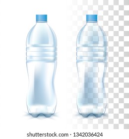 Clear Empty Transparent Plastic Bottle. 3d Vector Photo Realistic Mockup