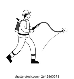 Clear Firefighter Line Art Vector Illustration  
